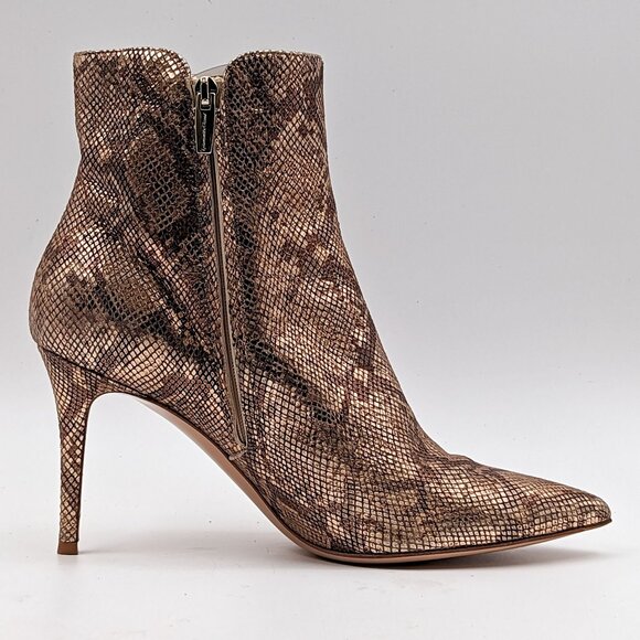Gianvito Rossi Women Neutrals Gold Boots Animal Print Leather sz 10US 40EU - Picture 4 of 10